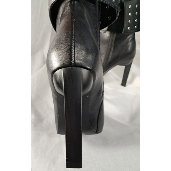 NEW Black Studded Stiletto Boot Geometric Heel Size 7.5 Faux Leather - Picture 8 of 13